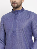 Jompers Men Blue Embroidered Kurta with Pyjamas - Distacart