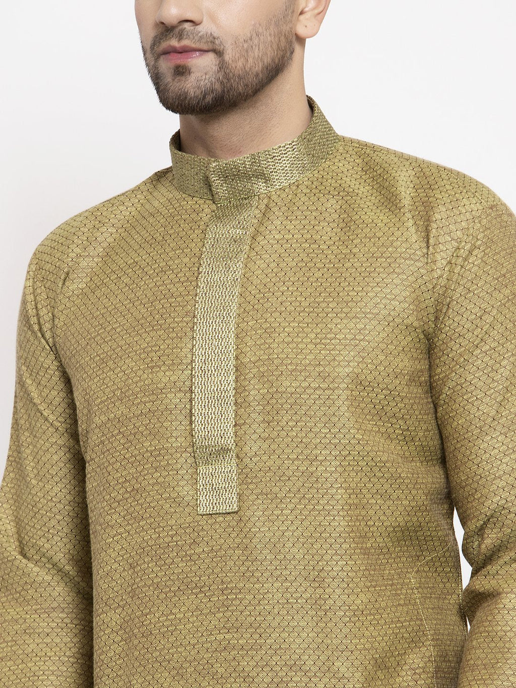 Jompers Men Olive Green Embroidered Kurta Only - Distacart