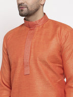 Jompers Men Orange Embroidered Kurta Only - Distacart