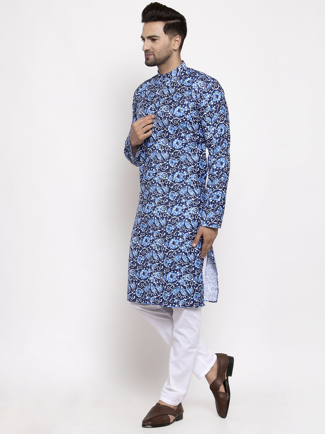 Jompers Men Blue Printed Kurta Only - Distacart