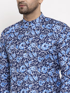 Jompers Men Blue Printed Kurta with Churidar - Distacart