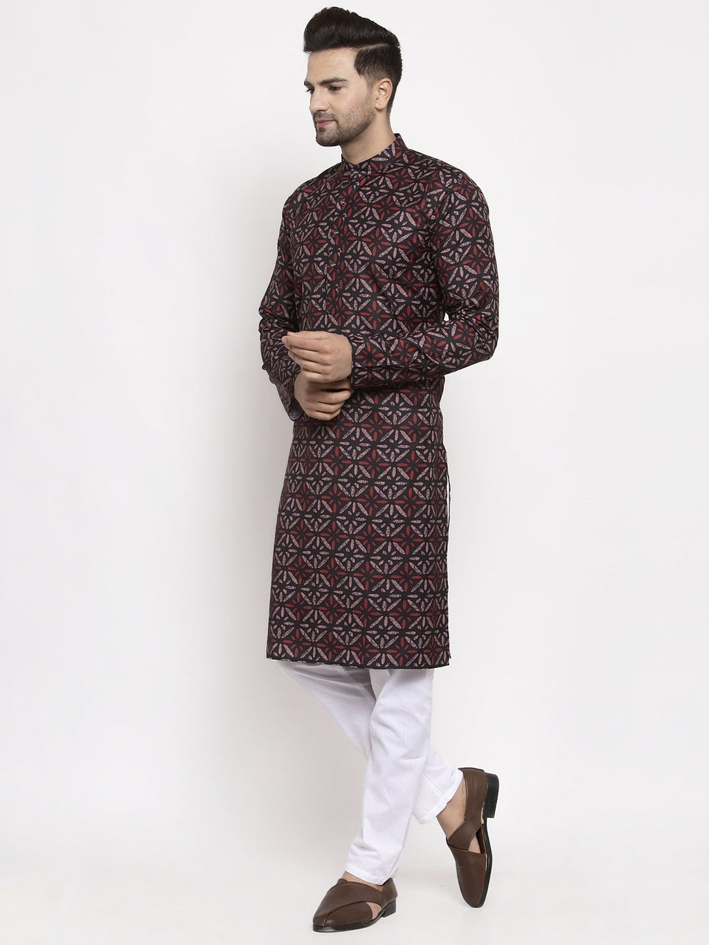 Jompers Men Brown Printed Kurta Only - Distacart