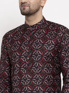 Jompers Men Brown Printed Kurta with Churidar - Distacart