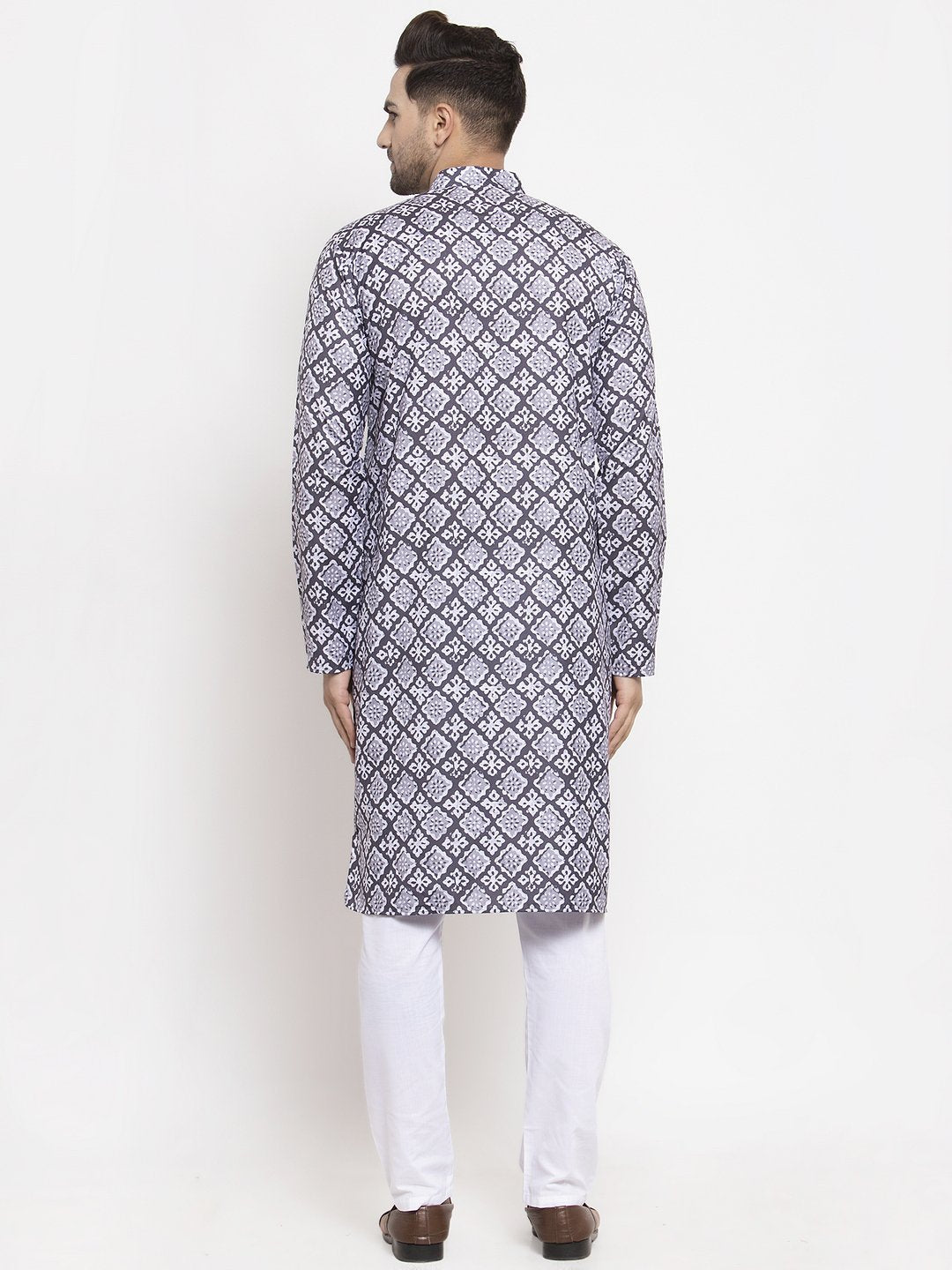 Jompers Men Blue & White Printed Kurta Only - Distacart