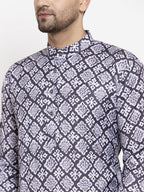 Jompers Men Blue & White Printed Kurta with Churidar - Distacart
