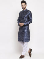Jompers Men Navy Blue & White Printed Kurta Only - Distacart