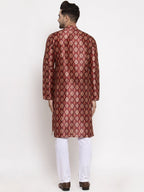 Jompers Men Maroon Printed Kurta Only - Distacart