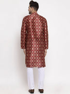 Jompers Men Maroon Printed Kurta with Pyjamas - Distacart