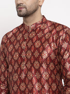 Jompers Men Maroon Printed Kurta with Pyjamas - Distacart