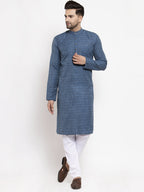 Jompers Men Blue Self Design Kurta Only - Distacart