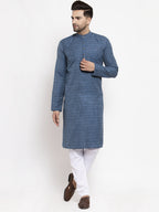 Jompers Men Blue Self Design Kurta with Pyjamas - Distacart