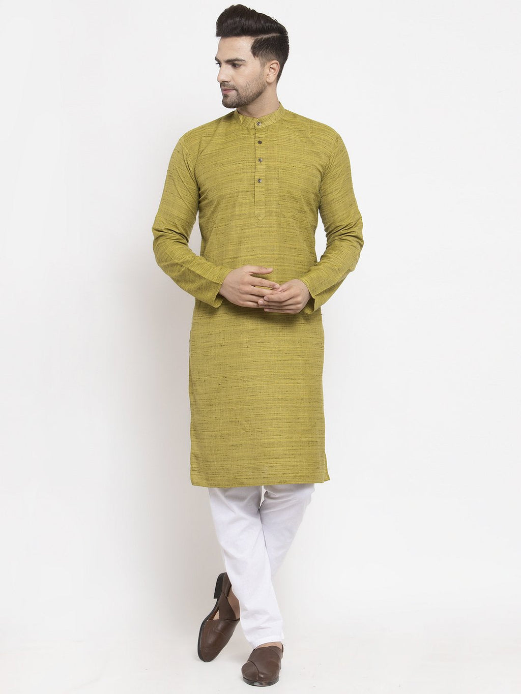 Jompers Men Green Self Design Kurta Only - Distacart