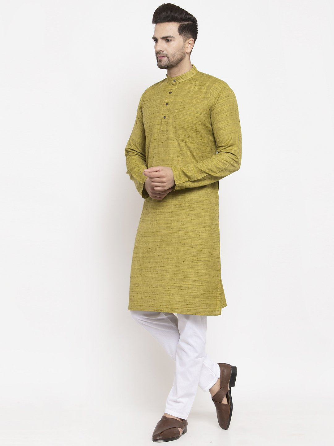 Jompers Men Green Self Design Kurta Only - Distacart