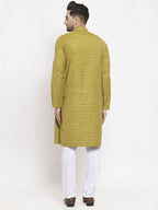 Jompers Men Green Self Design Kurta with Pyjamas - Distacart