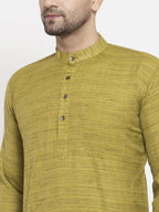 Jompers Men Green Self Design Kurta with Pyjamas - Distacart