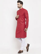 Jompers Men Maroon Self Design Kurta with Pyjamas - Distacart
