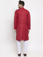 Jompers Men Maroon Self Design Kurta Only - Distacart
