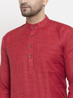 Jompers Men Maroon Self Design Kurta with Pyjamas - Distacart