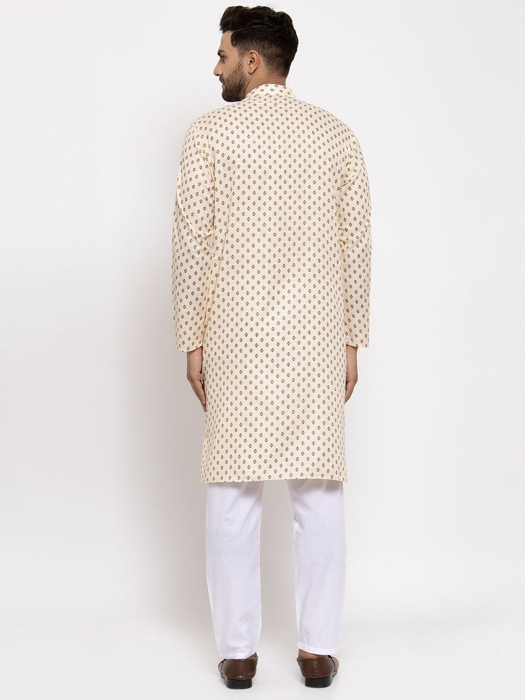 Jompers Men Cream-Coloured Printed Kurta Only - Distacart