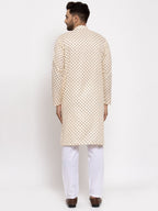 Jompers Men Cream-Coloured Printed Kurta Only - Distacart