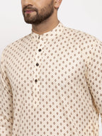 Jompers Men Cream-Coloured Printed Kurta with Pyjamas - Distacart
