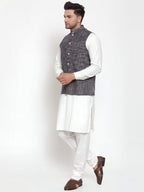 Jompers Men's Beautiful Blue Woven Design Nehru Jacket
