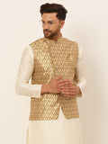 Jompers Men's Woven Design Waistcoat - Golden