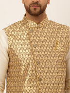 Jompers Men's Woven Design Waistcoat - Golden