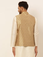 Jompers Men's Woven Design Waistcoat - Golden