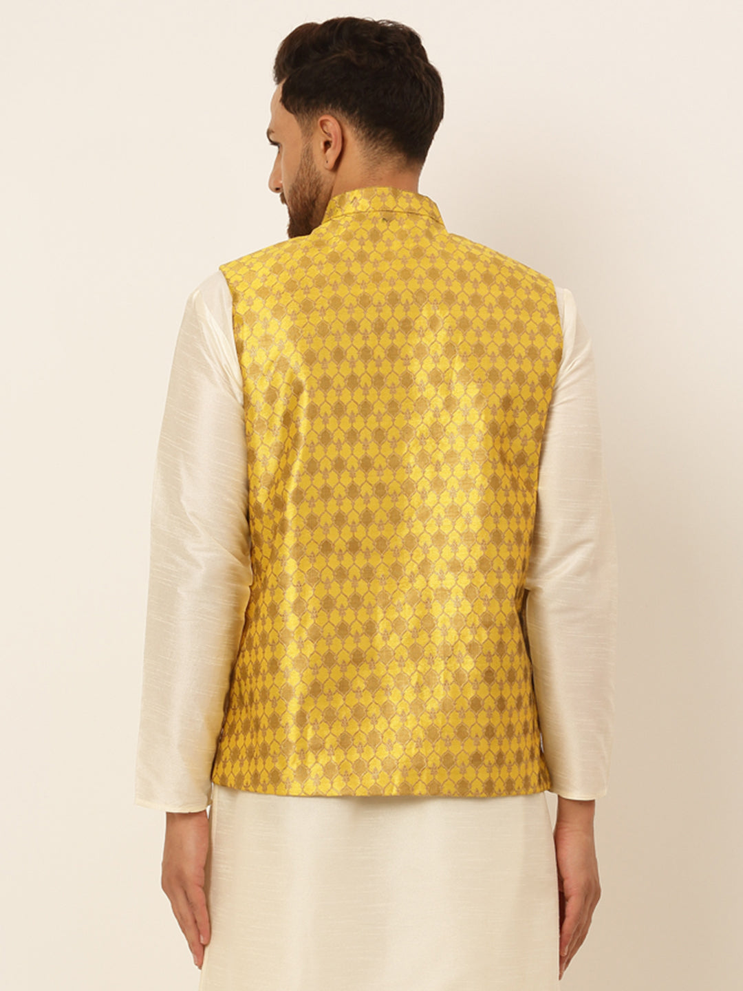 Jompers Men's Woven Design Waistcoat - Mustard