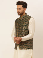 Jompers Men's Woven Design Waistcoat - Olive