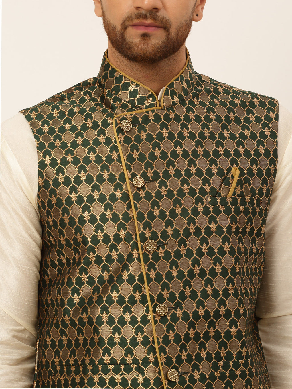 Jompers Men's Woven Design Waistcoat - Olive