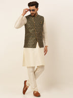 Jompers Men's Woven Design Waistcoat - Olive