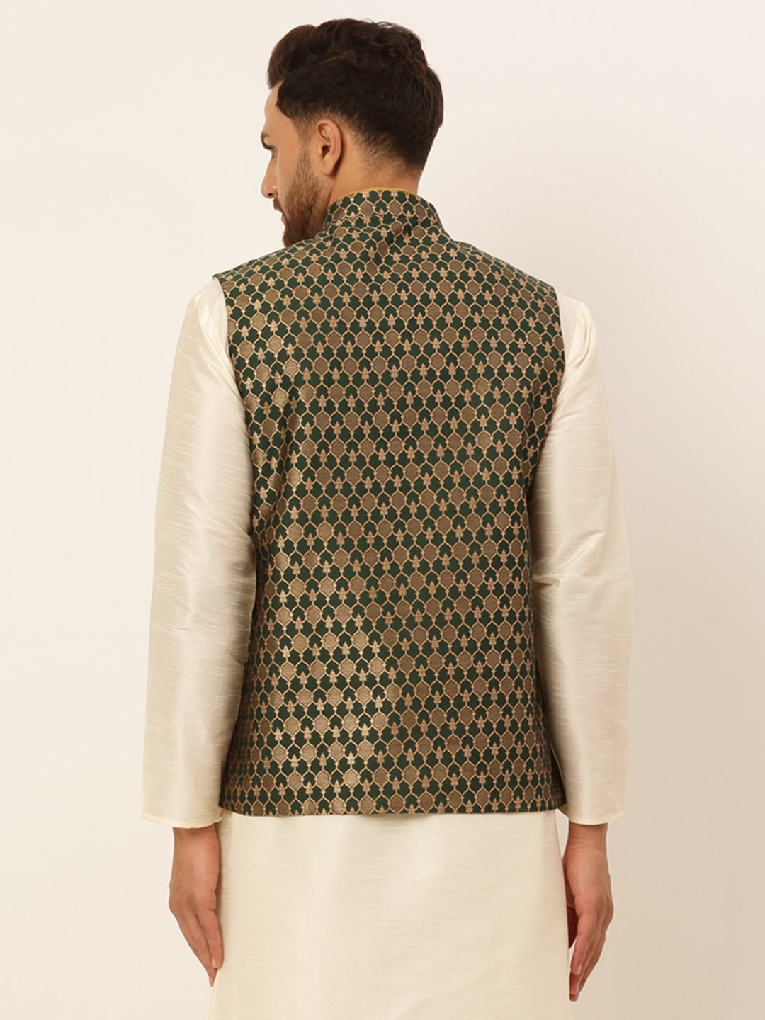 Jompers Men's Woven Design Waistcoat - Olive