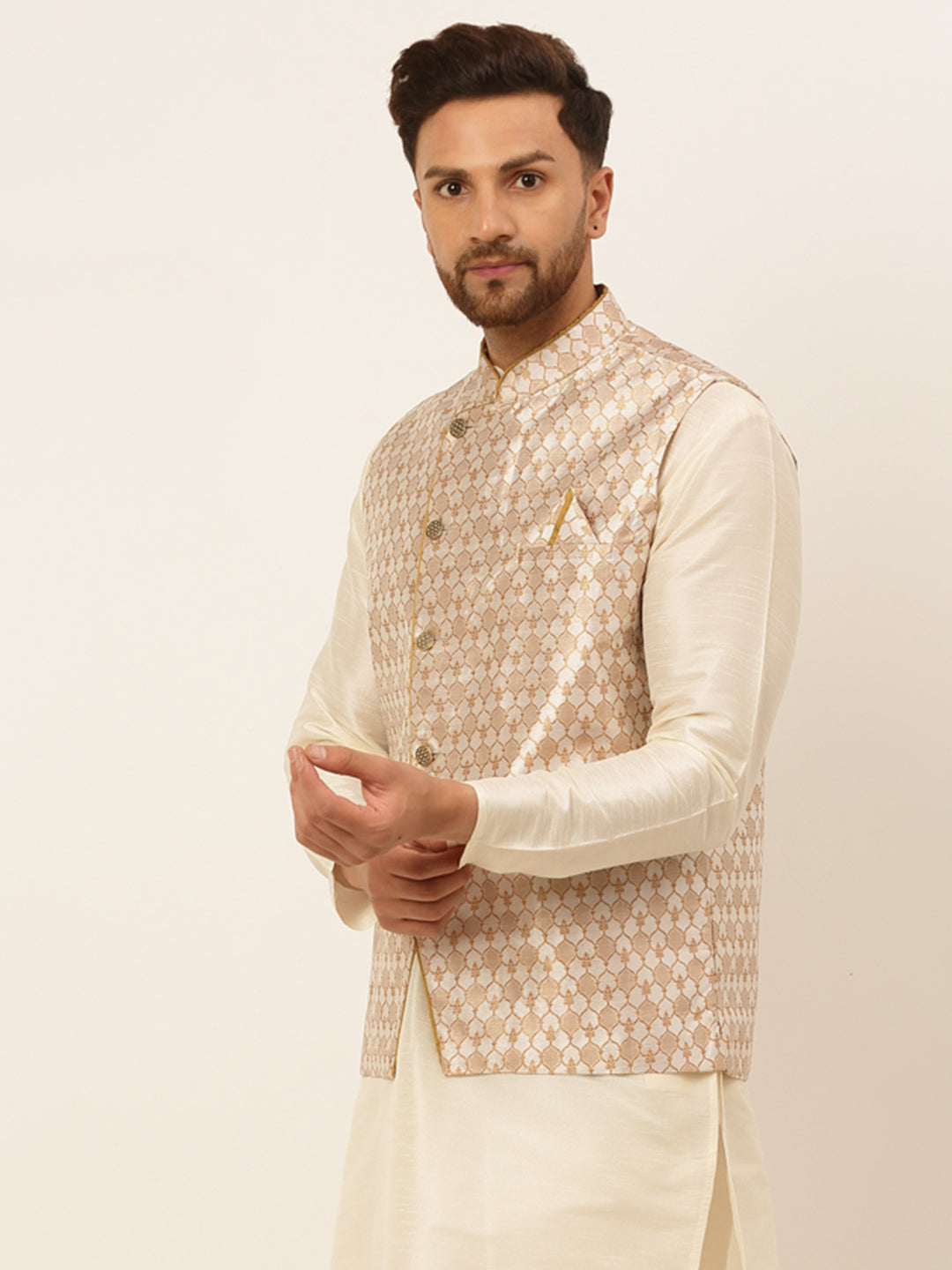 Jompers Men's Woven Design Waistcoat - Silver