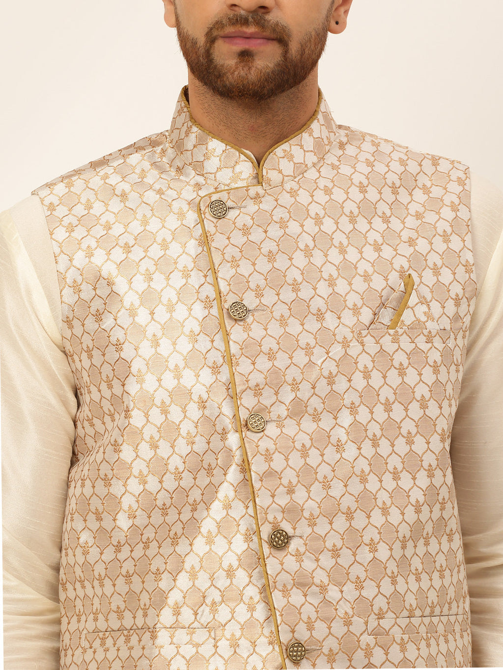 Jompers Men's Woven Design Waistcoat - Silver