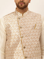 Jompers Men's Woven Design Waistcoat - Silver
