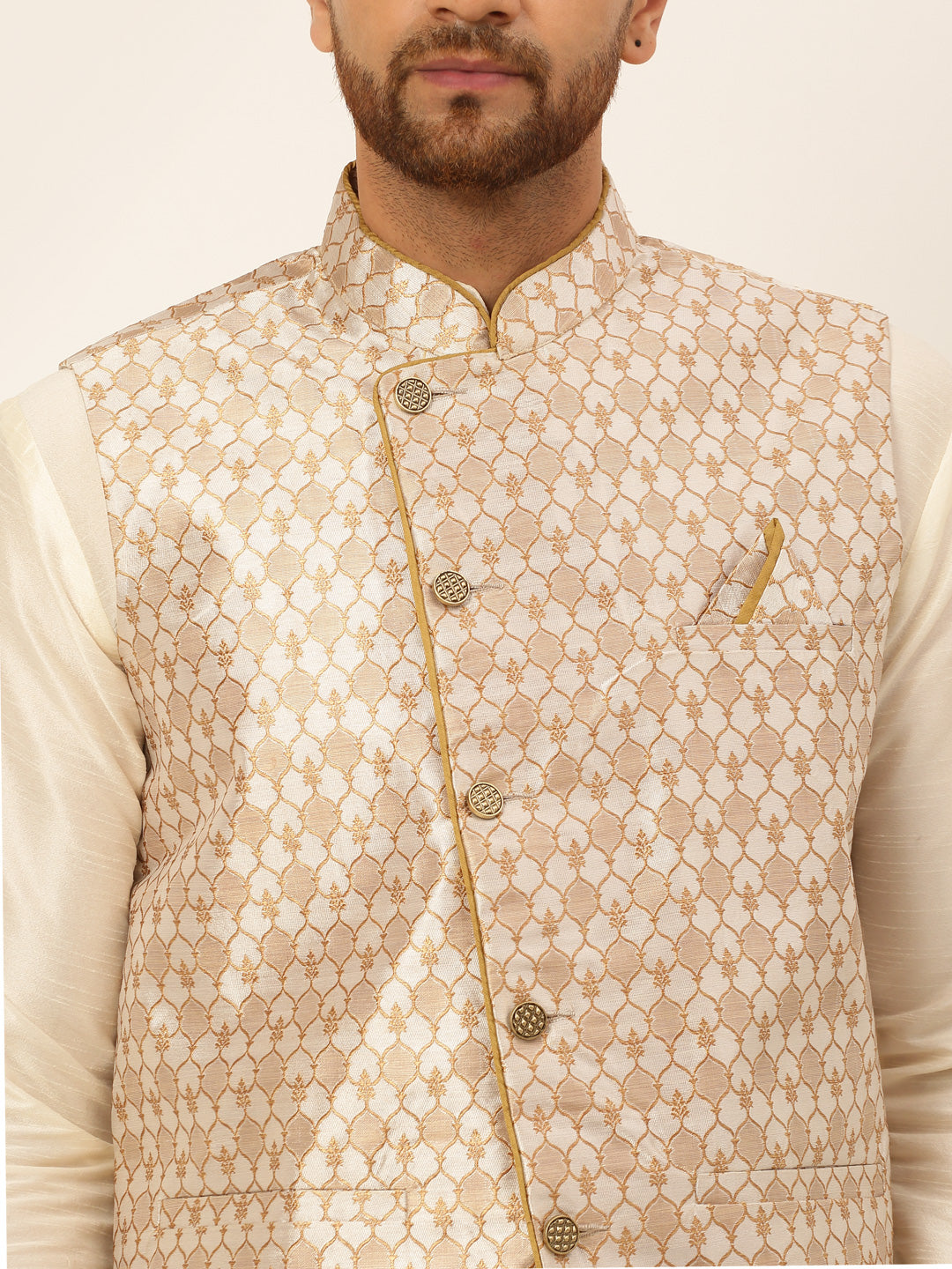 Jompers Men's Woven Design Waistcoat - Silver