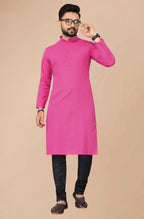 Men's Pink Striped Cotton Kurta - Mahotsav