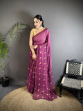 Joban Fashion Purple Georgette Polka Dot Pattern Saree - Distacart