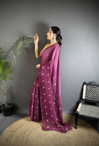 Joban Fashion Purple Georgette Polka Dot Pattern Saree - Distacart