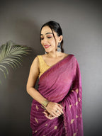 Joban Fashion Purple Georgette Polka Dot Pattern Saree - Distacart