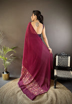 Joban Fashion Wine Georgette Attractive Foil Print Saree - Distacart