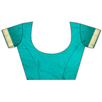 Joban Fashion Teal Blue Banarasi Soft Lichi Silk Floral and Zari Pattern Saree - Distacart