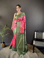 Joban Fashion Pink Soft Lichi Silk Rangcut Jacquard weave Saree - Distacart