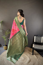 Joban Fashion Pink Soft Lichi Silk Rangcut Jacquard weave Saree - Distacart