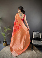 Joban Fashion Orange Soft Lichi Silk Rangcut Jacquard weave Saree - Distacart