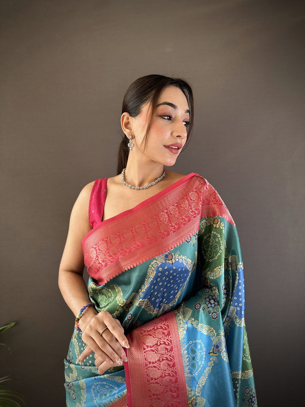 Joban Fashion Teal Soft Lichi Silk Rangcut Jacquard weave Saree - Distacart