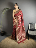 Joban Fashion Chestnut Brown Soft Banarasi Silk Jacquard Weaving Saree - Distacart