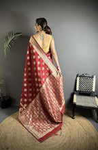 Joban Fashion Chestnut Brown Soft Banarasi Silk Jacquard Weaving Saree - Distacart
